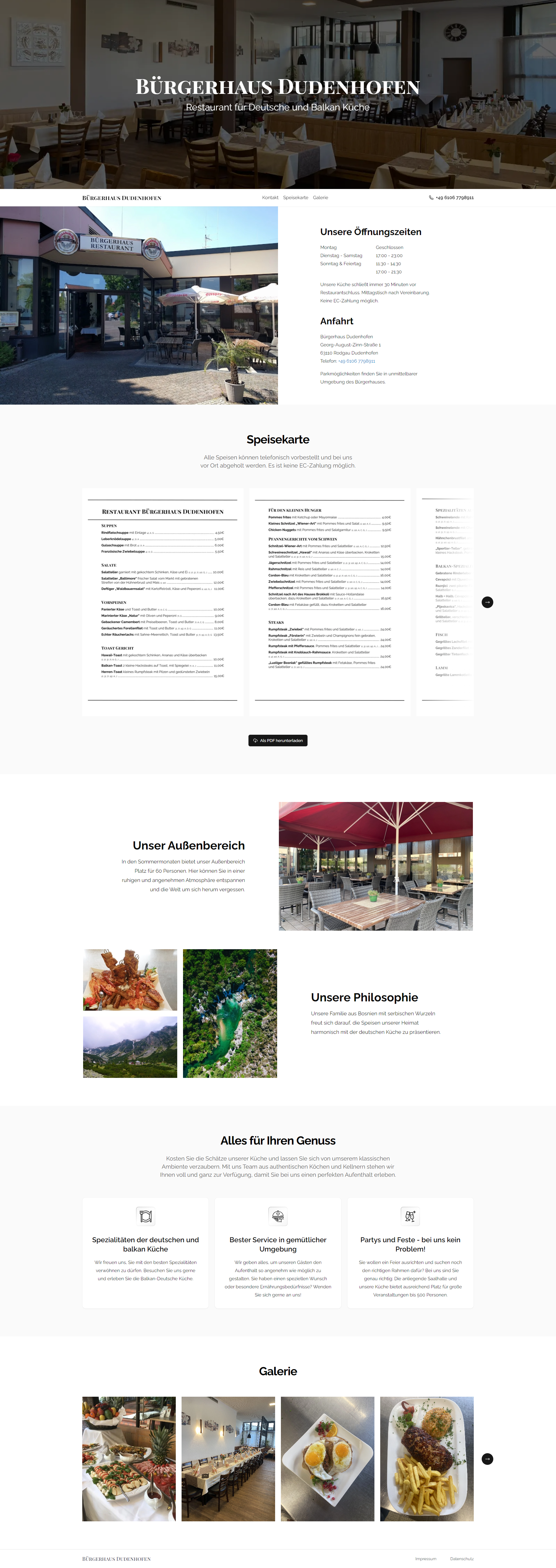 Website Restaurant Bürgerhaus Dudenhofen